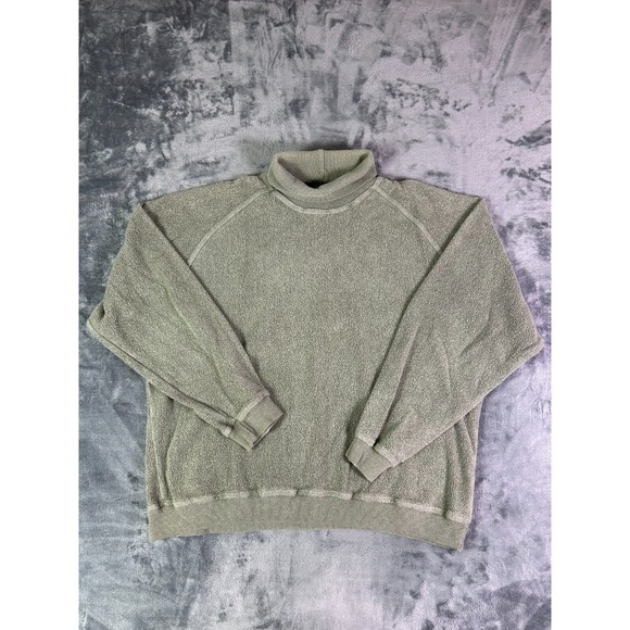 Vintage NE Wear Turtleneck Sweatshirt Green Outdoor Pullover Large USA Made - Picture 1 of 7